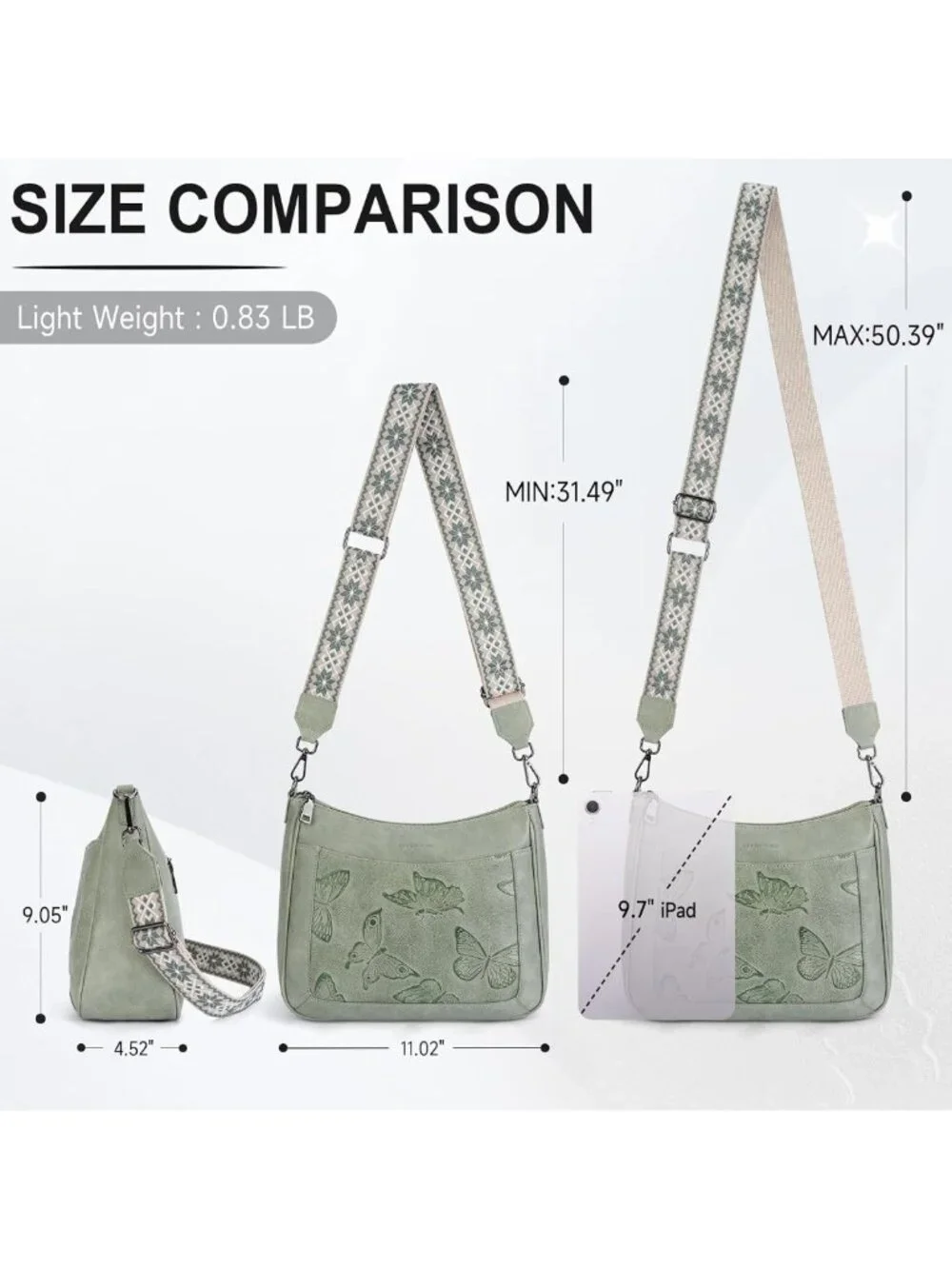 Trendy Vegan Leather Butterfly Crossbody Bag for Women - Medium Hobo Purse